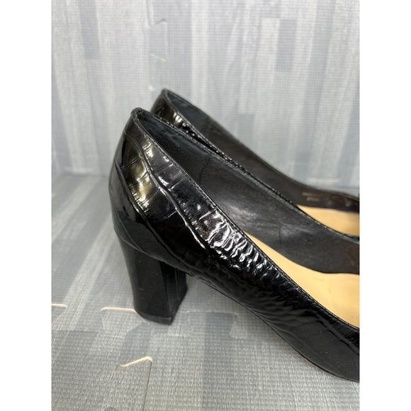 Kate Spade Patent Leather Shoes Black 8.5 Womens Round Toe Textured - Picture 5 of 10